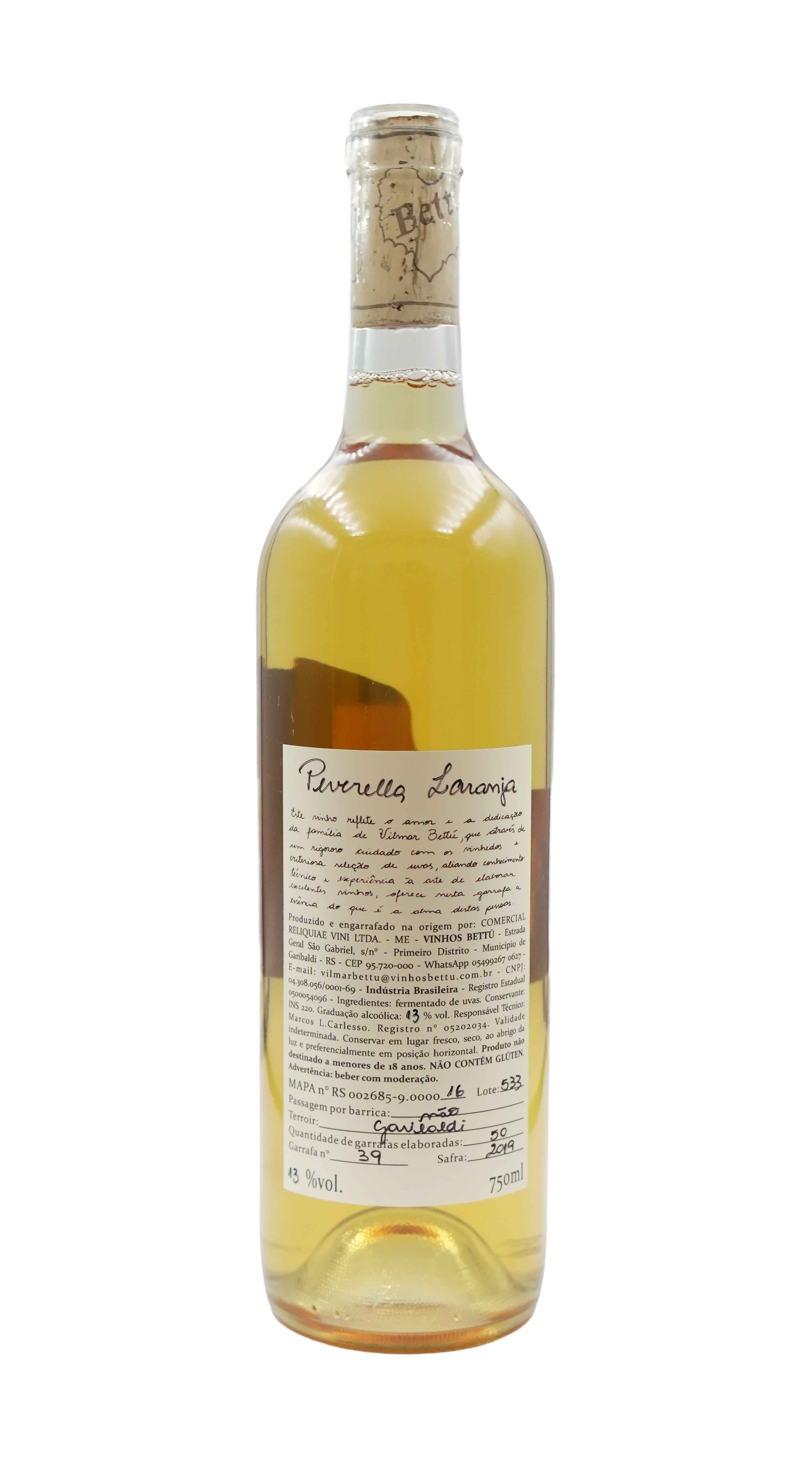 imagem Vinho Laranja Bettú Peverella